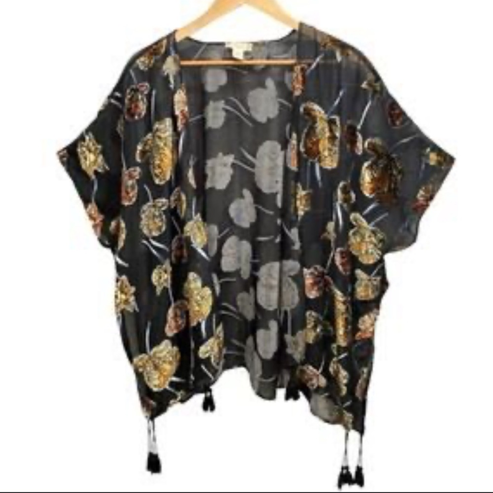Japna Women’s Velvet Burnout Floral Kimono